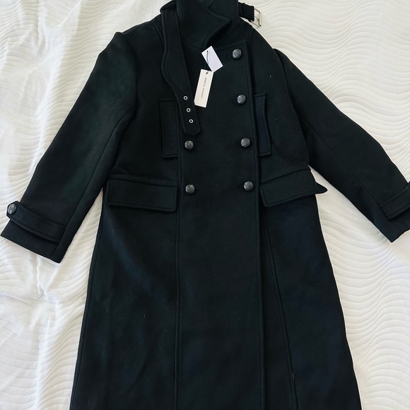 NWT REBECCA MINKOFF Black Wool Blend Double Breasted Coat - Picture 4 of 8